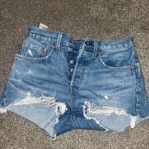 Levi's Blue Distressed Jean Shorts